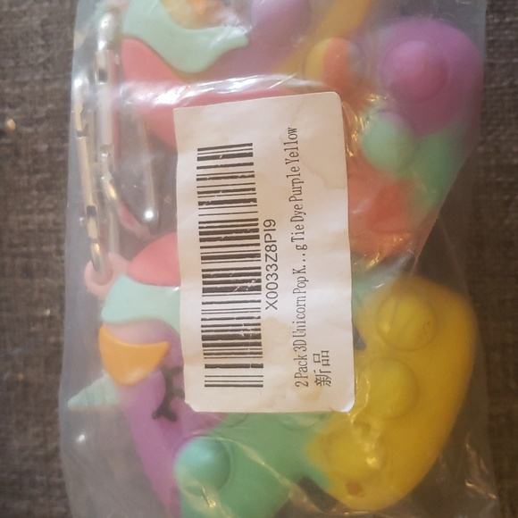 Pop Fidget Tie-dye Silicone Sensory Stress Relief Keychain Set of 2 - Picture 4 of 4